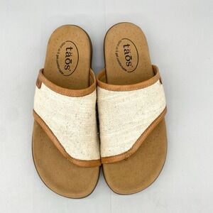 Taos Womens‎ 6 Boundary Sandals Shoes Tan Ivory Thong Toe Loop Comfort Slide